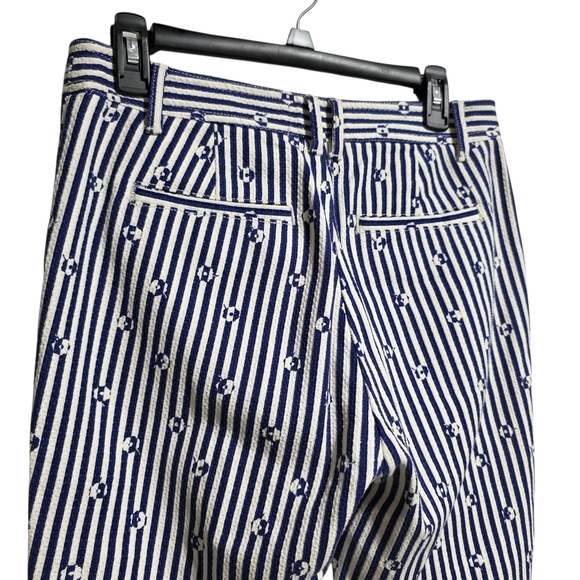 ANTHROPOLOGIE THE ESSENTIAL SLIM TROUSERS PANTS BLUE WHITE SZ 6 - Picture 7 of 11